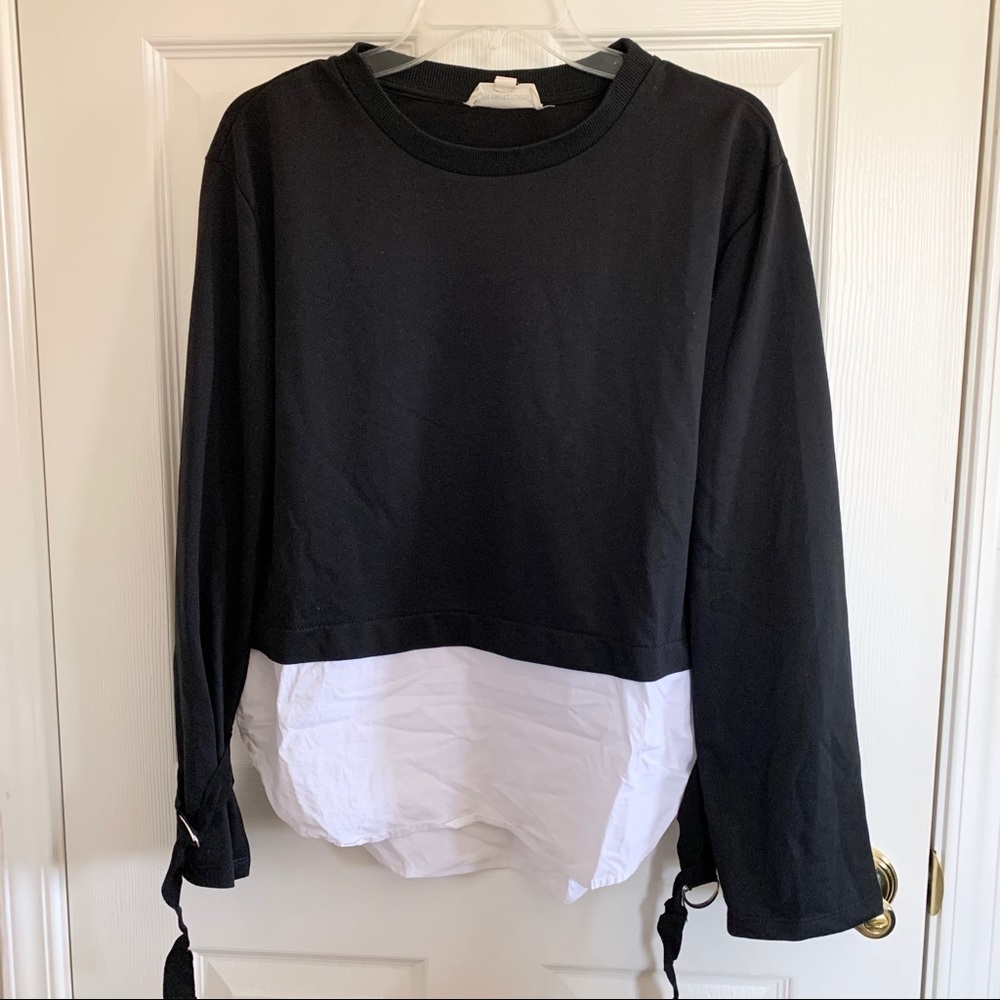 Black/White Layered Look Sweater Blouse, S